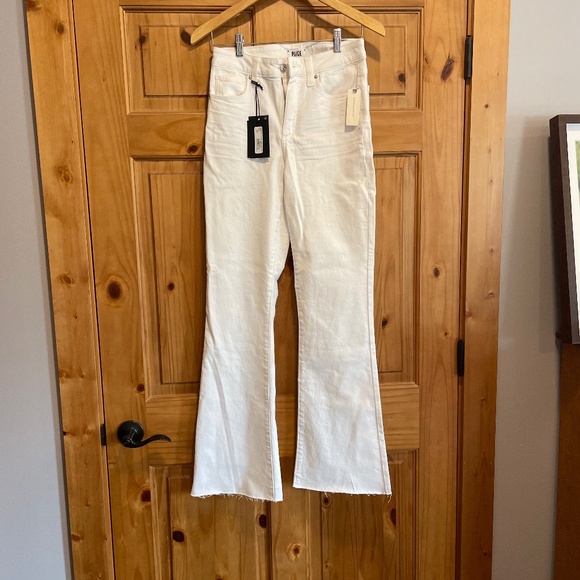 Denim - Paige High rise laurel canyon boot cut white jeans